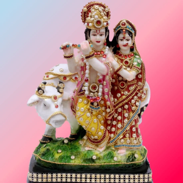 Buji Craft Radha Krishna Cow Idol