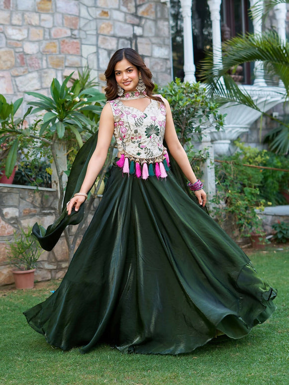 Aastha Fashion Green Pure Fendy silk Designer Lehenga Choli Collection
