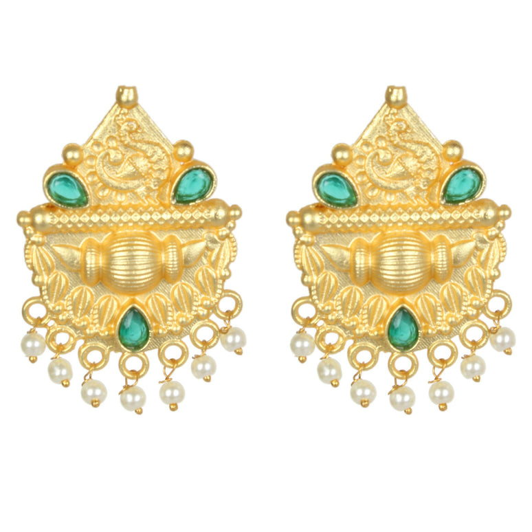 Joban Fashion Women Matte Gold Brass Earrings