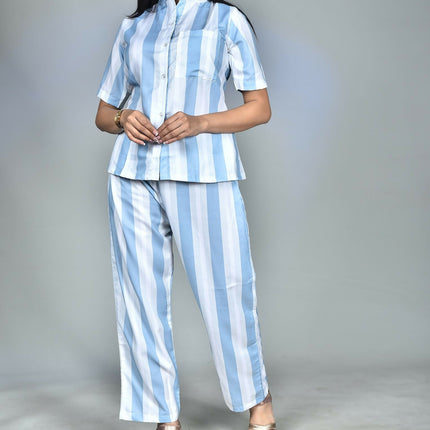 Morchari Digital Print Semi Muslin Co-Ord Set Top & Trouser-Multicolor