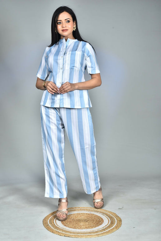 Morchari Digital Print Semi Muslin Co-Ord Set Top & Trouser-Multicolor