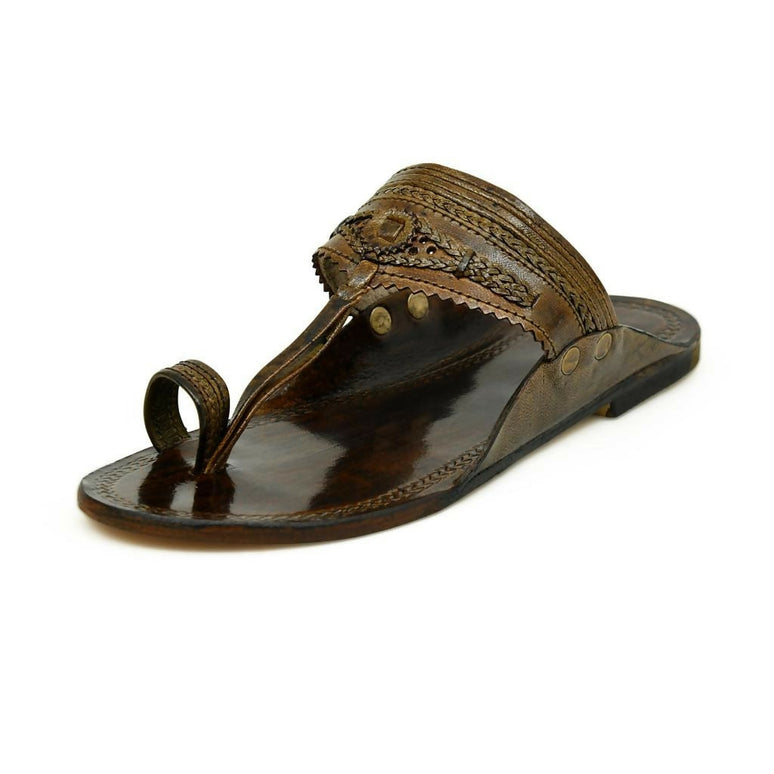 Stepsoft Men'S Dark Brown Kolhapuri Chappal | Handcrafted Leather Ethnic Slippers