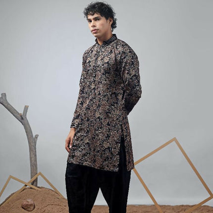 Black Modal Designer Printed Kurta Set - Mahotsav