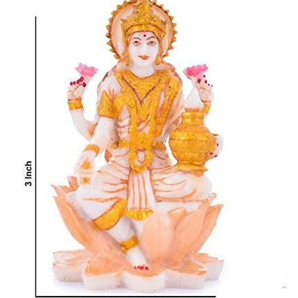 Soni Craft Handmade Poly Resin Lakshmi Ji Sculpture Sitting On Lotus Statue