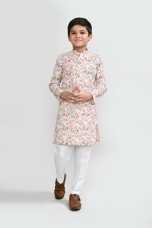 Joban Fashion Cotton Multicolor Kurta With Straight Fit Pant