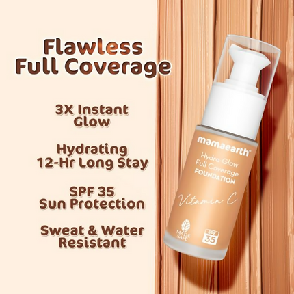 Mamaearth Hydra-Glow Full Coverage Foundation With Vitamin C & Turmeric - Creme Glow