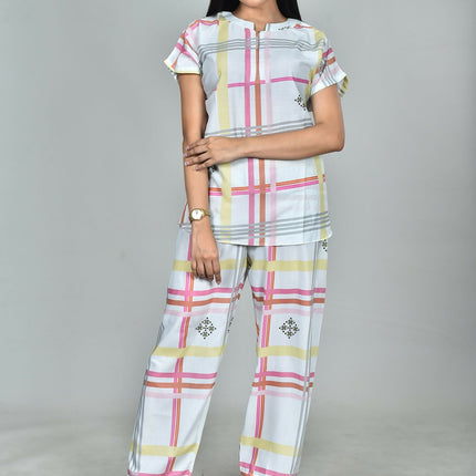 Morchari Digital Print Semi Muslin Co-Ord Set Top & Trouser-Multicolor