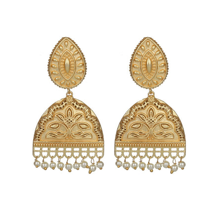 Joban Fashion Women Matte Gold Brass Earrings
