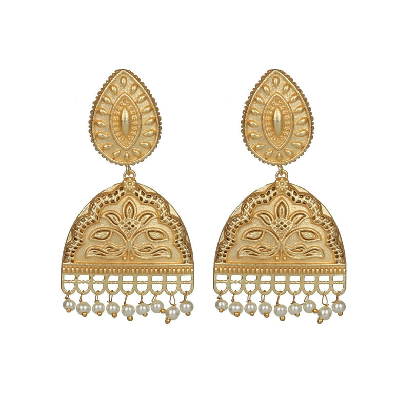 Joban Fashion Women Matte Gold Brass Earrings