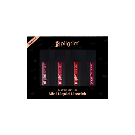 Pilgrim Matte Mini Liquid Lipstick 4 In 1 Pack Smudgeproof, Hydrating & Lightweight - Bold Mistress