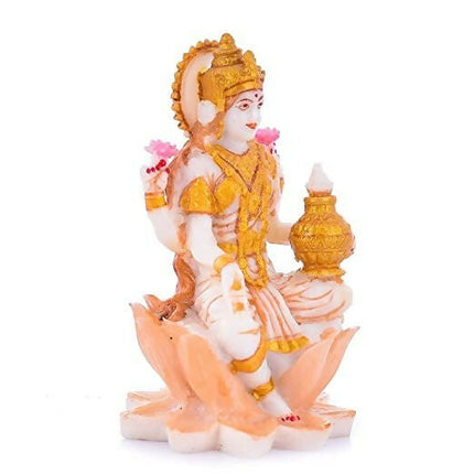 Soni Craft Handmade Poly Resin Lakshmi Ji Sculpture Sitting On Lotus Statue