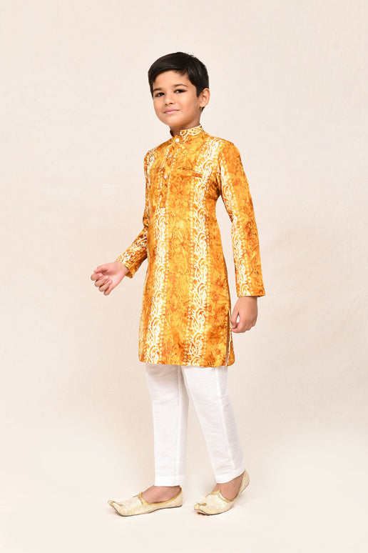 Joban Fashion SilkMusturd Kurta With Straight Fit Pant