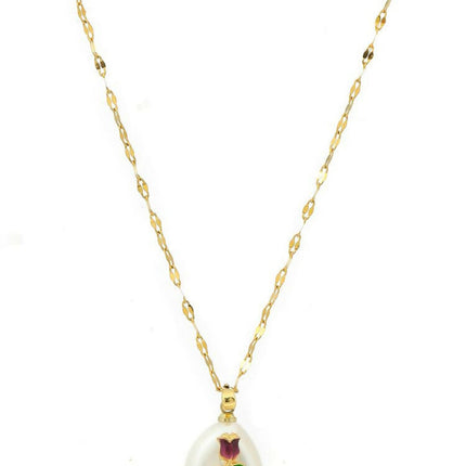 Antique Finish White Crystal Necklace - Ruby Raang