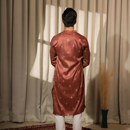 Brown Viscose Designer Embroidery Work Kurta Set - Mahotsav