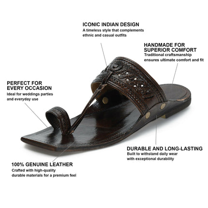 Stepsoft Men'S Brown Kolhapuri Chappal | Cutwork Leather Ethnic Slip-On Footwear