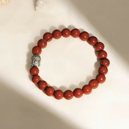 Red Jasper with Buddha Bracelet - Ruby Raang