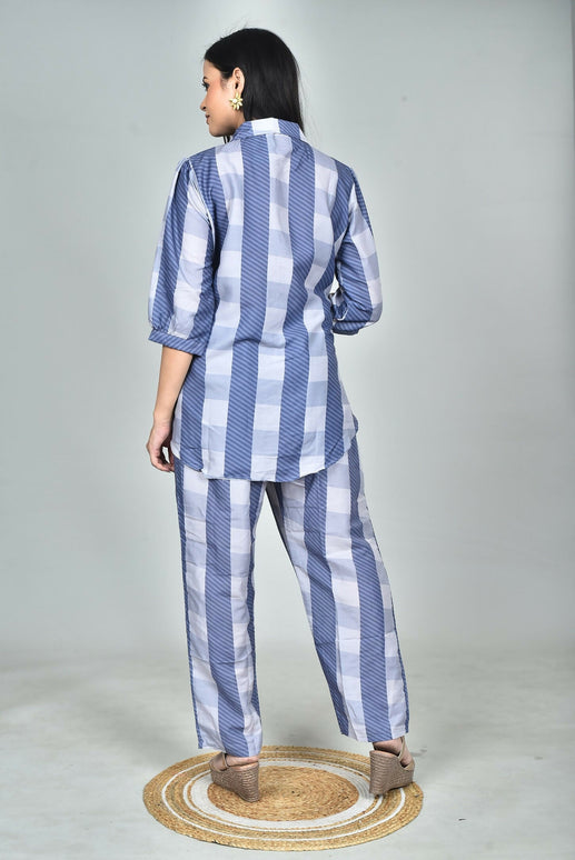 Morchari Digital Print Semi Muslin Co-Ord Set Top & Trouser-Multicolor