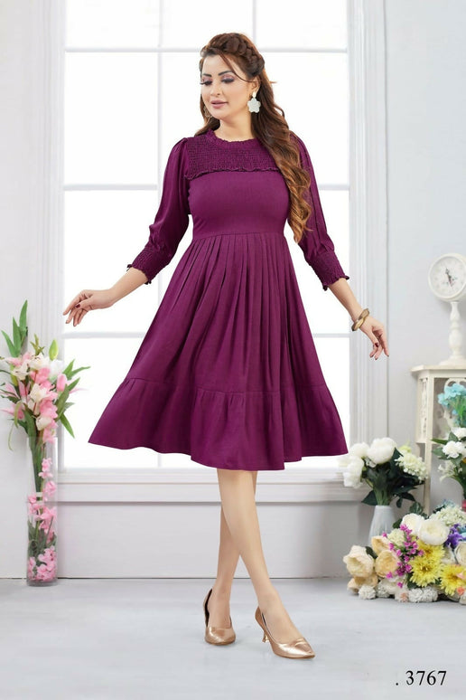 Joban Fashion Rayon Wine Color Tunic