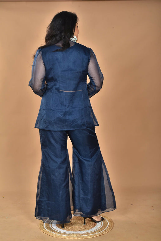 Morchari Women Hand Embroidery Crop Top-Blue