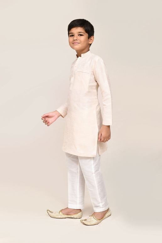 Joban Fashion Cotton Cream Kurta With Straight Fit Pant