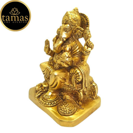 Tamas Brass Lord Ganesh Lakshmi Statue (Golden)