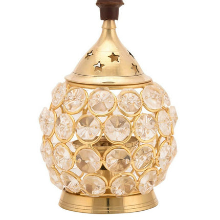Craftvatika Gold Toned Brass Decorative Akhand Diya Oil Lamp