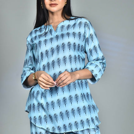 Morchari Digital Print Semi Muslin Co-Ord Set Top & Trouser-Multicolor