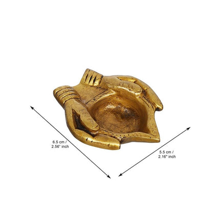 eCraftIndia 2 Pcs Lady Hand Holding Brass Diyas