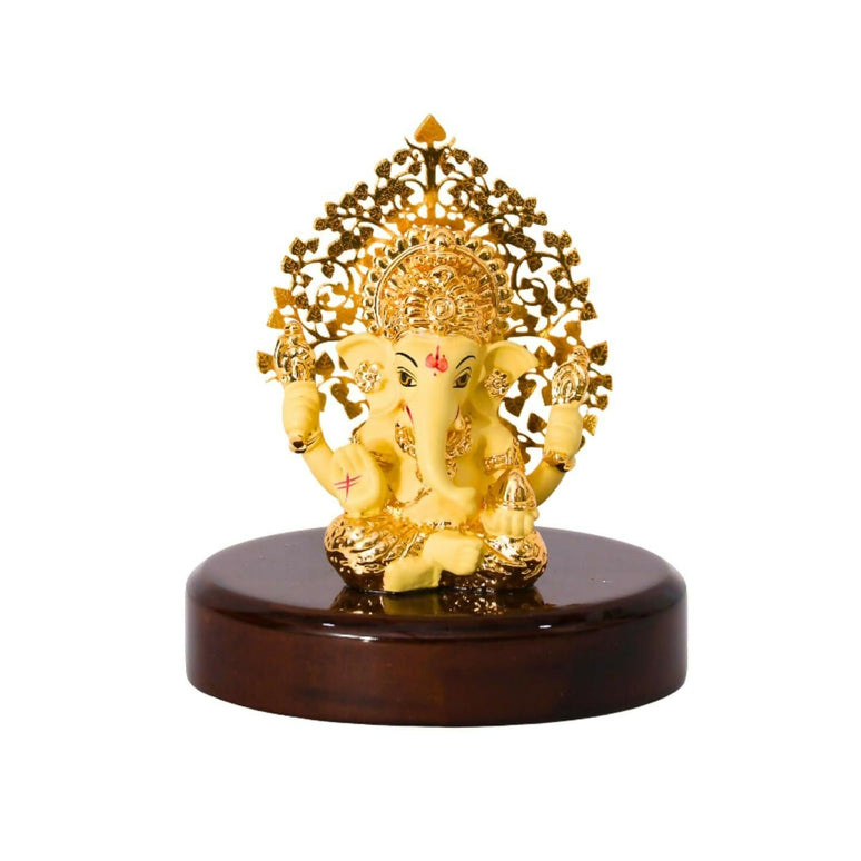 House Of Wemy Gold-Polished Lord Kalpavrikshya Tree Ganesha Idol