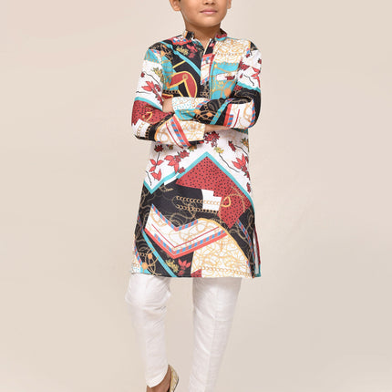 Joban Fashion Cotton Silk Multicolor Kurta With Straight Fit Pant