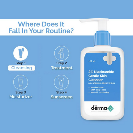 The Derma Co 2% Niacinamide Gentle Skin Cleanser for Sensitive, Dry & Normal Skin