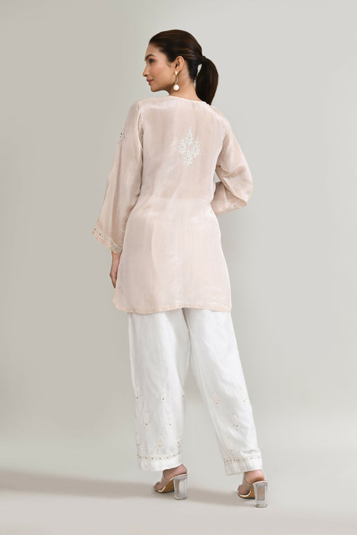 Joban Fashion Womens Cotton ChikanKari Baby Pink Cord set