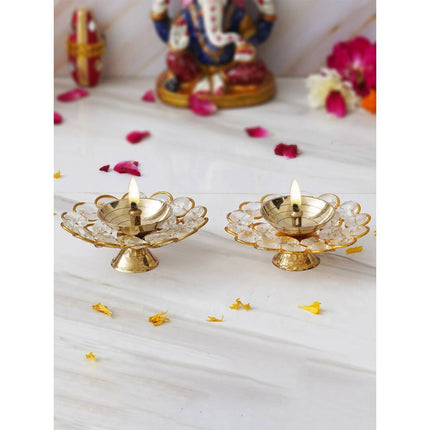 eCraftIndia Gold-Toned 2 Pieces Bowl Shape Diyas