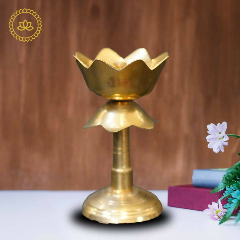 Brass Lotus Diya With Stand