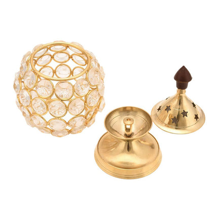 Craftvatika Gold Toned Brass Decorative Akhand Diya Oil Lamp